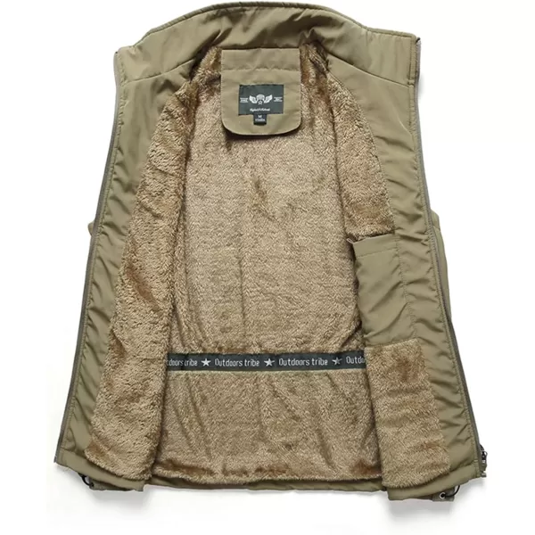 Gihuo Men's Sherpa Lined Fleece Vest Winter Fishing Travel Utility Vest Gilet