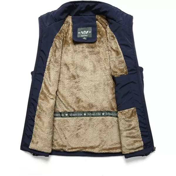 Gihuo Men's Sherpa Lined Fleece Vest Winter Fishing Travel Utility Vest Gilet