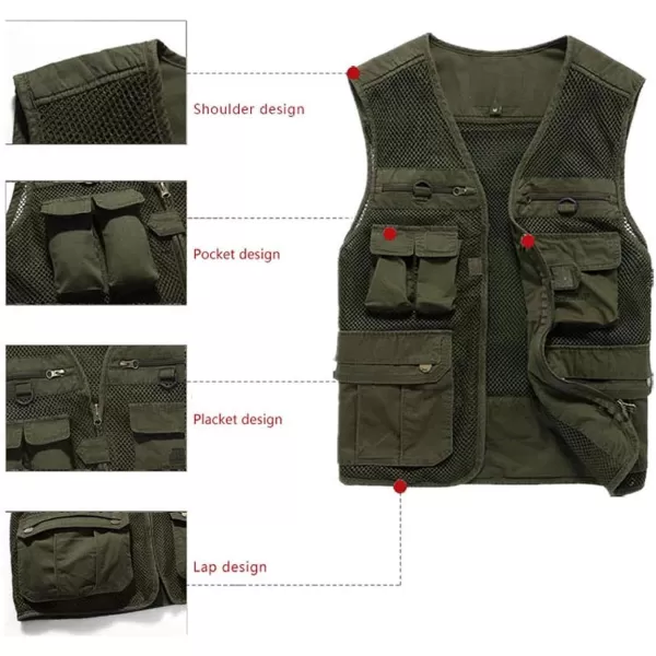 Gihuo Men's Summer Outdoor Removable Back Fishing Work Mesh Vest )