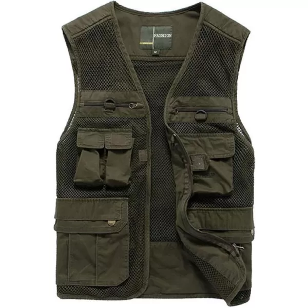 Gihuo Men's Summer Outdoor Removable Back Fishing Work Mesh Vest )