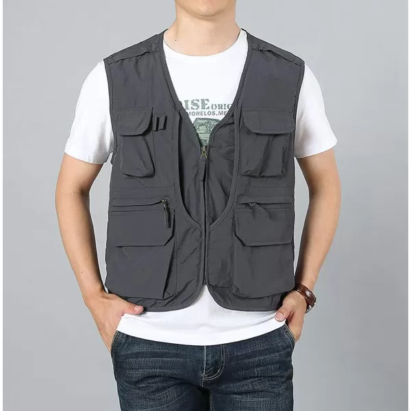 Gihuo Men's Utility Pockets Fly Fishing Safari Photo Travel Cargo Vest