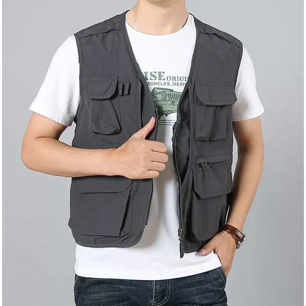 Gihuo Men's Utility Pockets Fly Fishing Safari Photo Travel Cargo Vest