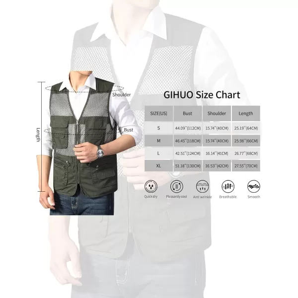 Gihuo Men's Utility Vest Fishing Safari Vest Summer Travel Vest with Pockets