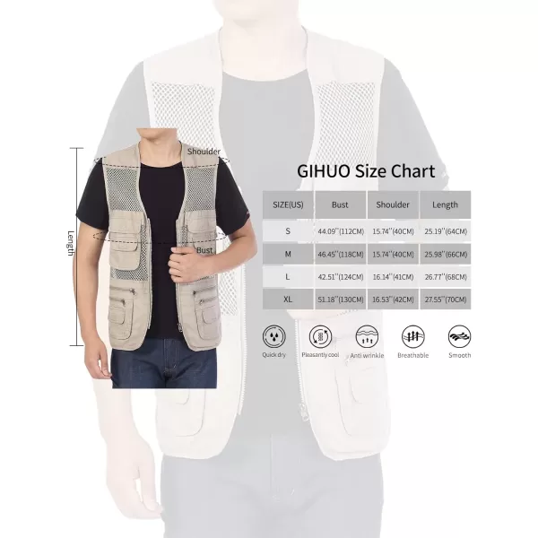 Gihuo Men's Utility Vest Fishing Safari Vest Summer Travel Vest with Pockets
