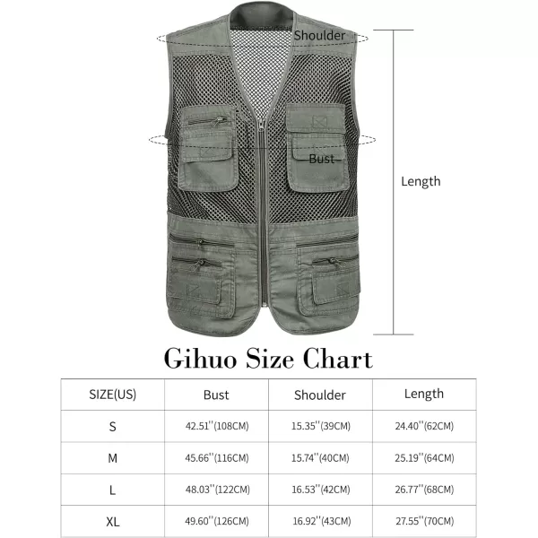 Gihuo Men's Utility Vest Fishing Safari Vest Summer Travel Vest with Pockets