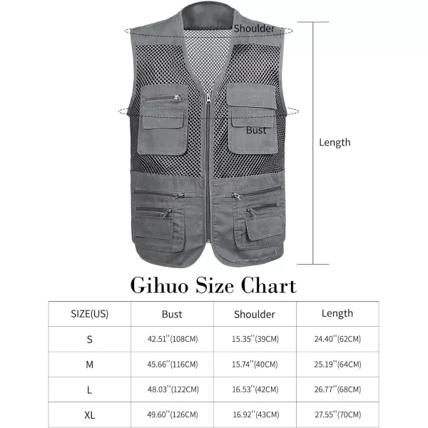 Gihuo Men's Utility Vest Fishing Safari Vest Summer Travel Vest with Pockets