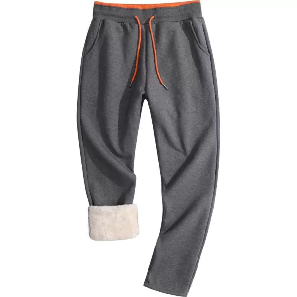 Gihuo Men's Warm Fleece Sweatpants Sherpa Lined Pants Active Joggers Track Pants Drawstring Contrast Pants