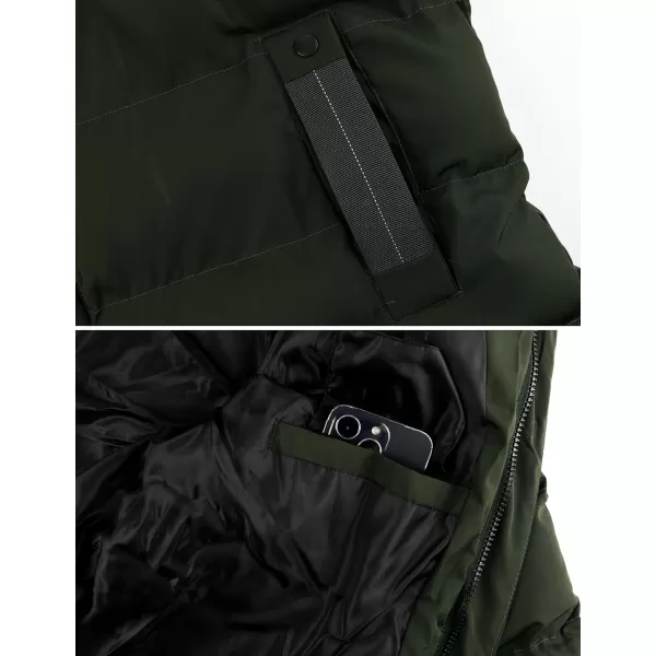 Gihuo Men's Winter Puffer Jacket Hooded Zip Up Long Coat Warm Padded Coats Quilted Jackets with Pockets