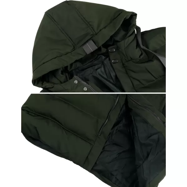 Gihuo Men's Winter Puffer Jacket Hooded Zip Up Long Coat Warm Padded Coats Quilted Jackets with Pockets
