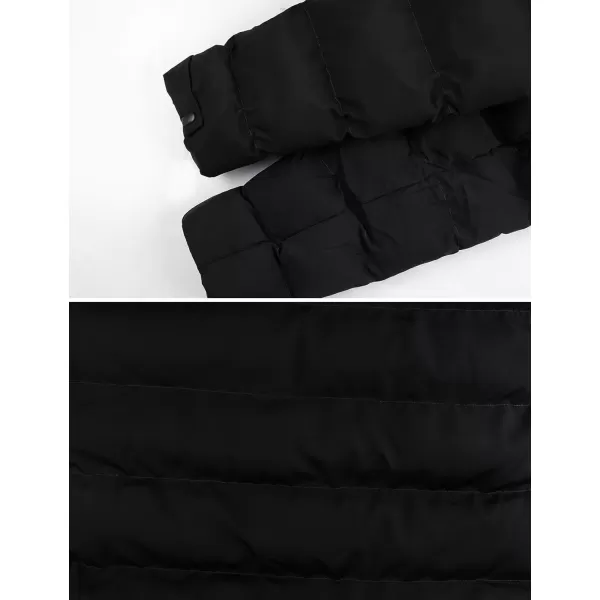 Gihuo Men's Winter Puffer Jacket Hooded Zip Up Long Coat Warm Padded Coats Quilted Jackets with Pockets