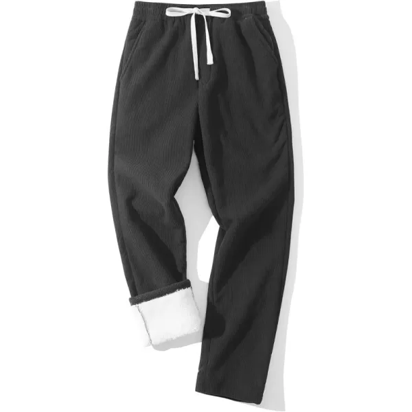 Gihuo Men's Winter Sherpa Lined Corduroy Sweatpants Comfy Athletic Pants