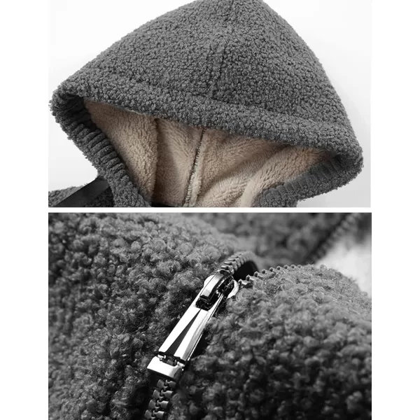 Gihuo Men's Winter Sherpa Lined Hoodie Zip Up Sweatshirt Warm Jacket)