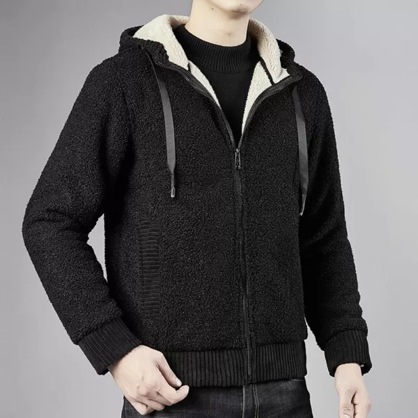 Gihuo Men's Winter Sherpa Lined Hoodie Zip Up Sweatshirt Warm Jacket)