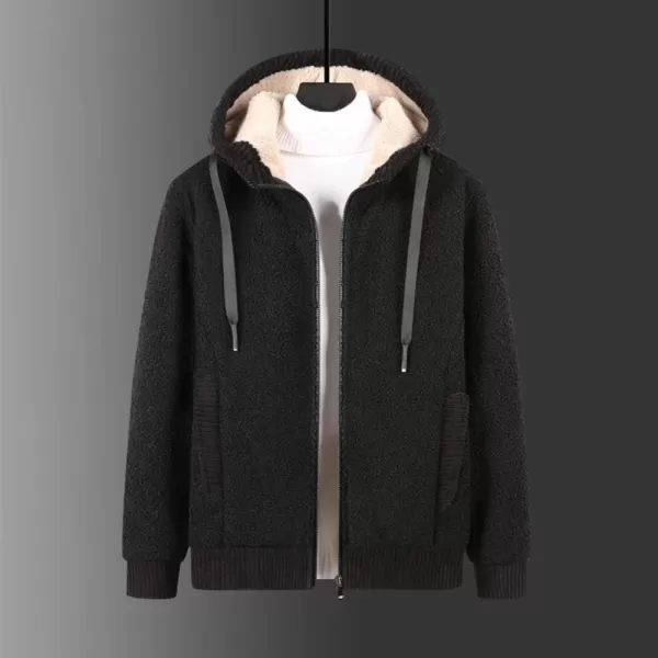 Gihuo Men's Winter Sherpa Lined Hoodie Zip Up Sweatshirt Warm Jacket)