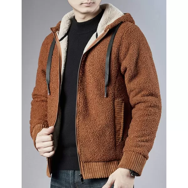 Gihuo Men's Winter Sherpa Lined Hoodie Zip Up Sweatshirt Warm Jacket)