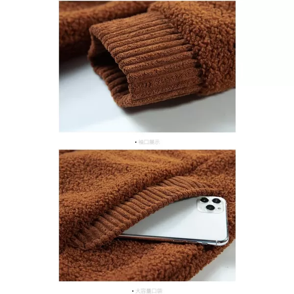 Gihuo Men's Winter Sherpa Lined Hoodie Zip Up Sweatshirt Warm Jacket)
