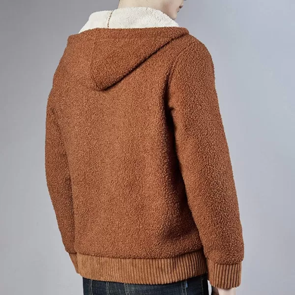 Gihuo Men's Winter Sherpa Lined Hoodie Zip Up Sweatshirt Warm Jacket)