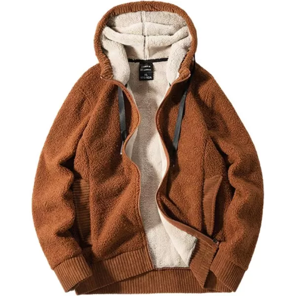 Gihuo Men's Winter Sherpa Lined Hoodie Zip Up Sweatshirt Warm Jacket)