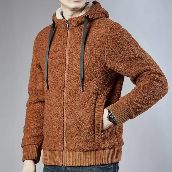 Gihuo Men's Winter Sherpa Lined Hoodie Zip Up Sweatshirt Warm Jacket)