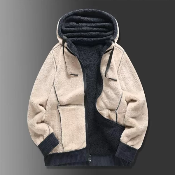 Gihuo Men's Winter Sherpa Lined Hoodie Zip Up Sweatshirt Warm Jacket)