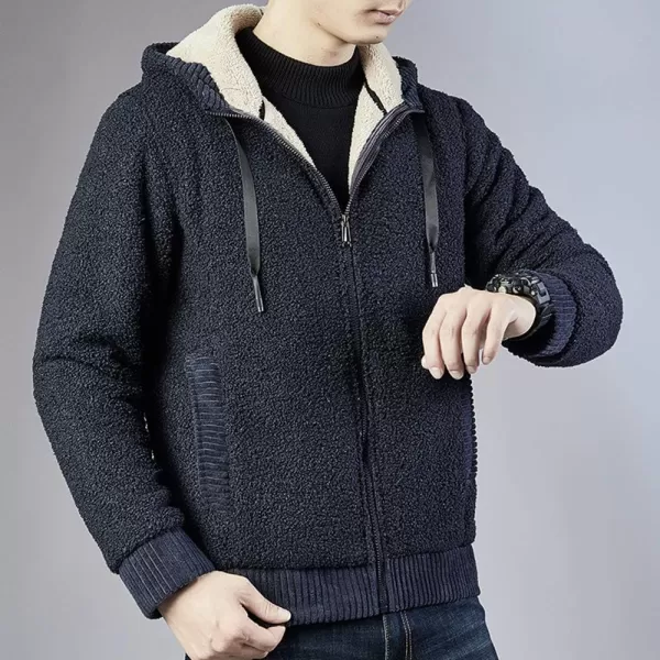 Gihuo Men's Winter Sherpa Lined Hoodie Zip Up Sweatshirt Warm Jacket)