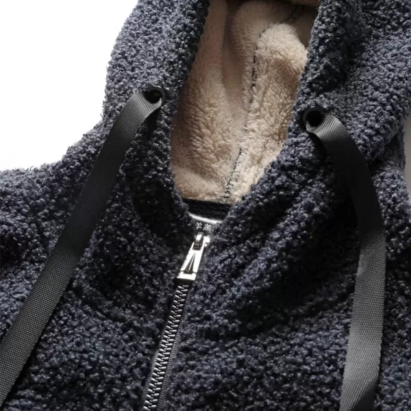 Gihuo Men's Winter Sherpa Lined Hoodie Zip Up Sweatshirt Warm Jacket)