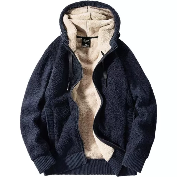 Gihuo Men's Winter Sherpa Lined Hoodie Zip Up Sweatshirt Warm Jacket)