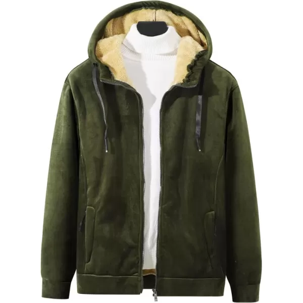 Gihuo Men's Winter Sherpa Lined Hoodie Zip Up Sweatshirt Warm Jacket)