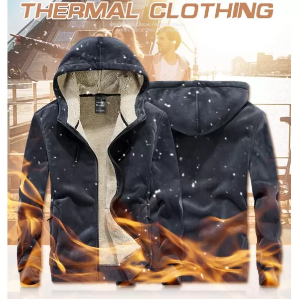 Gihuo Men's Winter Sherpa Lined Hoodie Zip Up Sweatshirt Warm Jacket)