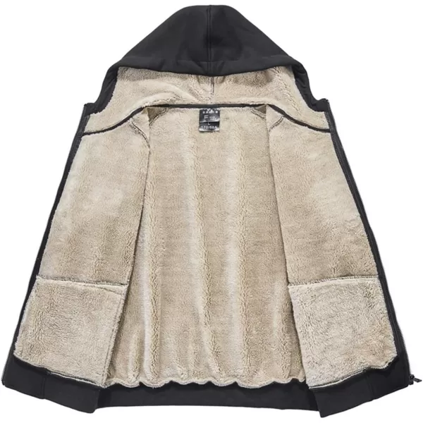 Gihuo Men's Winter Sherpa Lined Hoodie Zip Up Sweatshirt Warm Jacket)