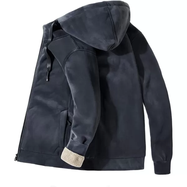 Gihuo Men's Winter Sherpa Lined Hoodie Zip Up Sweatshirt Warm Jacket)