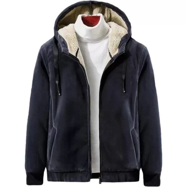 Gihuo Men's Winter Sherpa Lined Hoodie Zip Up Sweatshirt Warm Jacket)