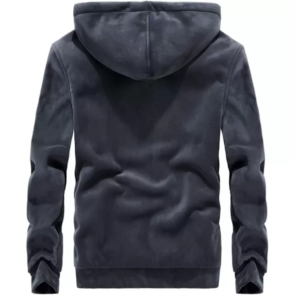Gihuo Men's Winter Sherpa Lined Hoodie Zip Up Sweatshirt Warm Jacket)