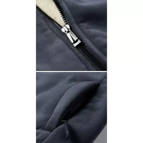 Gihuo Men's Winter Sherpa Lined Hoodie Zip Up Sweatshirt Warm Jacket)