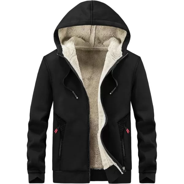 Gihuo Men's Winter Sherpa Lined Hoodie Zip Up Sweatshirt Warm Jacket