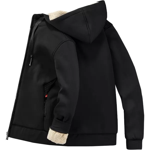 Gihuo Men's Winter Sherpa Lined Hoodie Zip Up Sweatshirt Warm Jacket