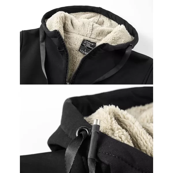 Gihuo Men's Winter Sherpa Lined Hoodie Zip Up Sweatshirt Warm Jacket