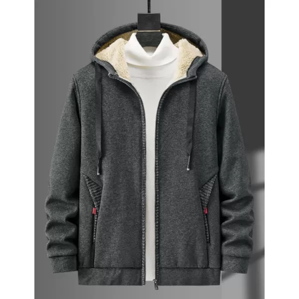 Gihuo Men's Winter Sherpa Lined Hoodie Zip Up Sweatshirt Warm Jacket