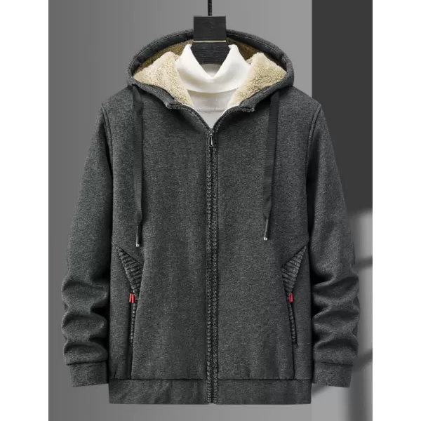 Gihuo Men's Winter Sherpa Lined Hoodie Zip Up Sweatshirt Warm Jacket