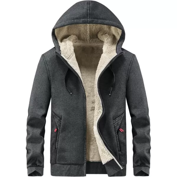 Gihuo Men's Winter Sherpa Lined Hoodie Zip Up Sweatshirt Warm Jacket