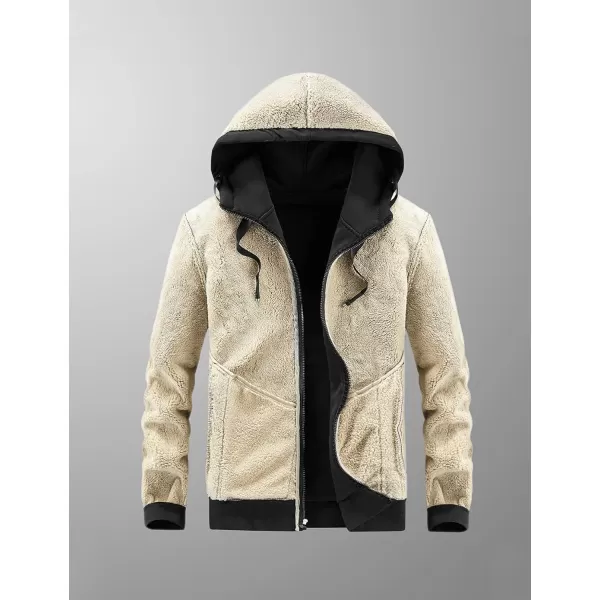 Gihuo Men's Winter Sherpa Lined Hoodie Zip Up Sweatshirt Warm Jacket