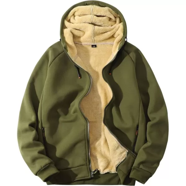 Gihuo Men's Winter Sherpa Lined Hoodie Zip Up Sweatshirt Warm Jacket