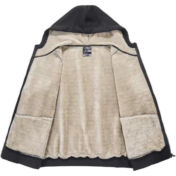 Gihuo Men's Winter Sherpa Lined Hoodie Zip Up Sweatshirt Warm Jacket