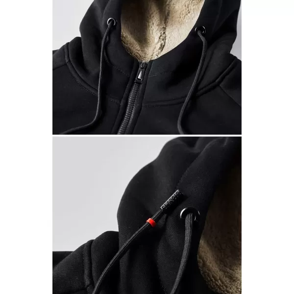 Gihuo Men's Winter Sherpa Lined Hoodie Zip Up Sweatshirt Warm Jacket