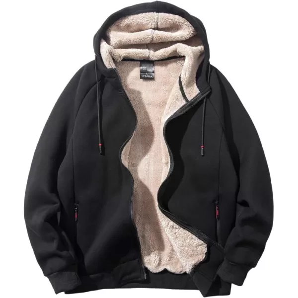 Gihuo Men's Winter Sherpa Lined Hoodie Zip Up Sweatshirt Warm Jacket