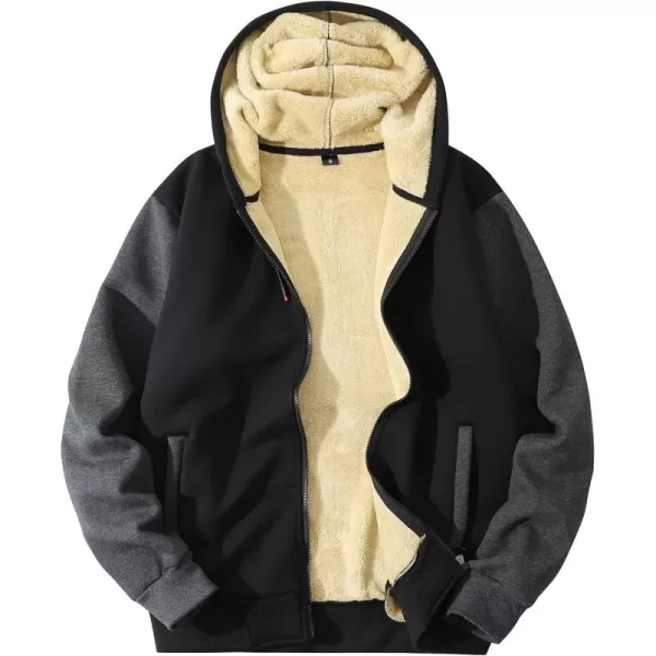 Gihuo Men's Winter Sherpa Lined Hoodie Zip Up Sweatshirt Warm Jacket