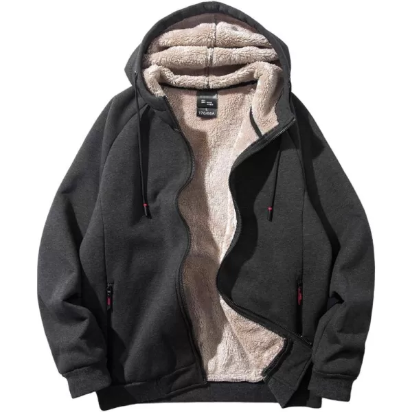 Gihuo Men's Winter Sherpa Lined Hoodie Zip Up Sweatshirt Warm Jacket