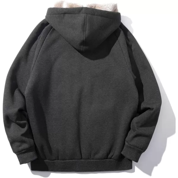 Gihuo Men's Winter Sherpa Lined Hoodie Zip Up Sweatshirt Warm Jacket