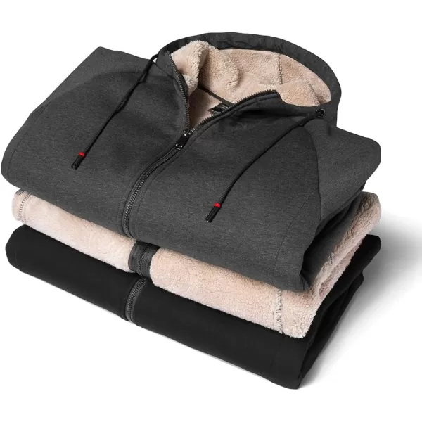 Gihuo Men's Winter Sherpa Lined Hoodie Zip Up Sweatshirt Warm Jacket