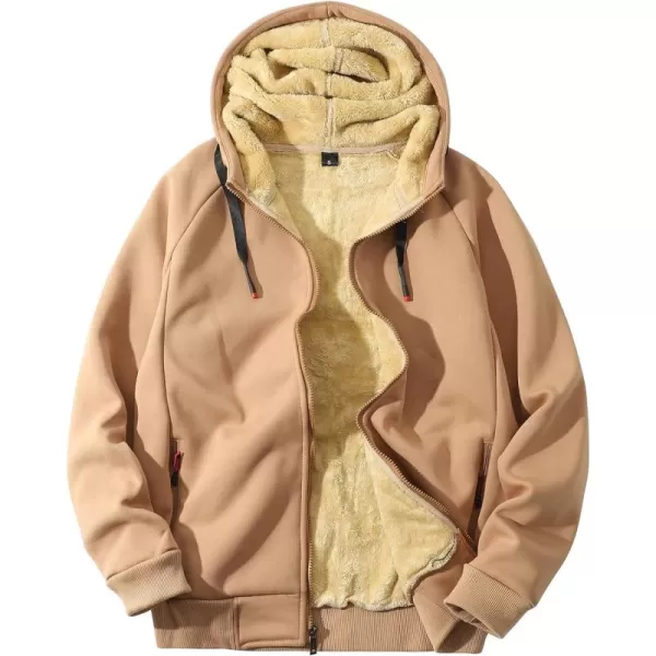 Gihuo Men's Winter Sherpa Lined Hoodie Zip Up Sweatshirt Warm Jacket